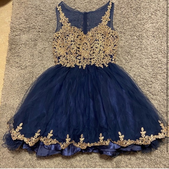 Navy Blue Short Prom Dress - Picture 1 of 2